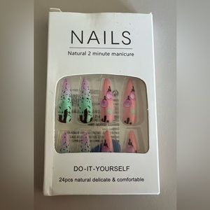 Long stiletto dripping ice cream press on nails. Really cute!